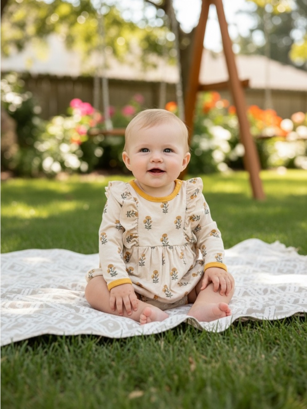 Goosies Long Sleeve Flutter Bubble - Marigold Block